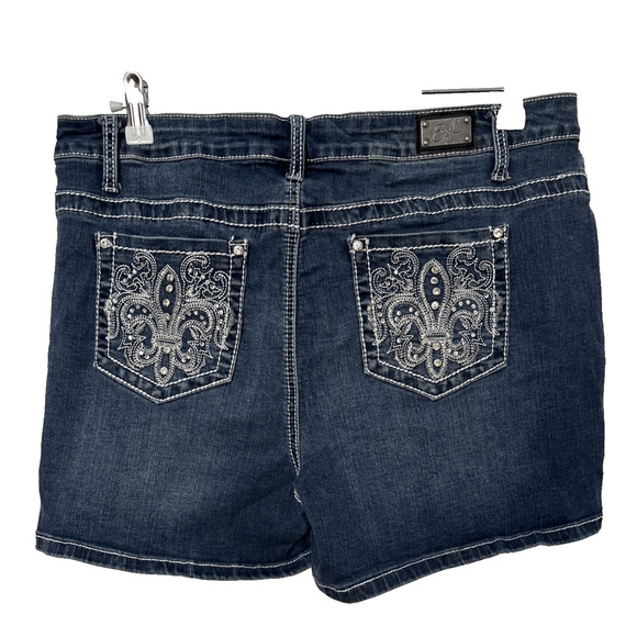 Earl Jeans Women's 16 Denim Shorts Embellished Pockets Bling Rodeo Rockabilly - Picture 1 of 8